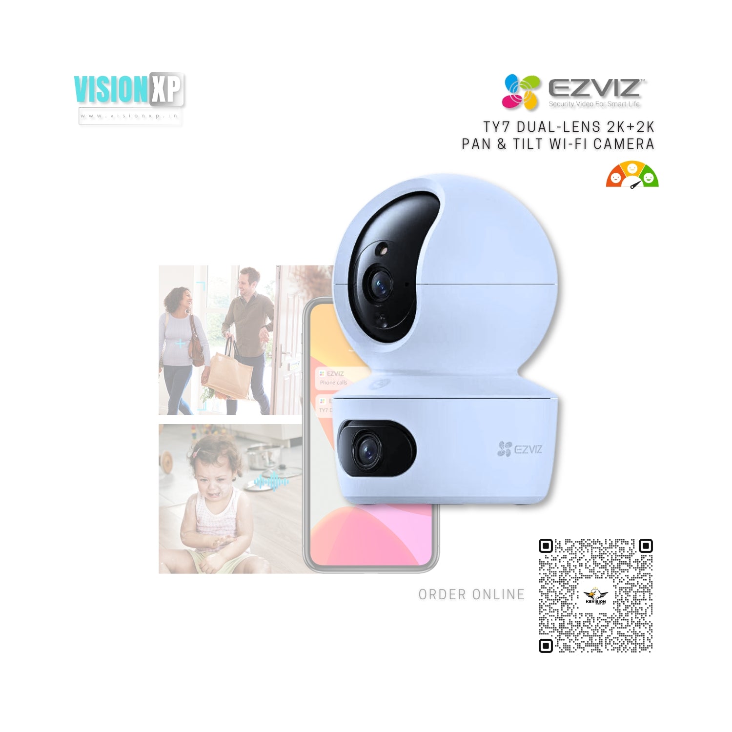 Ezviz TY7 2k+2K (4mp+4mp) Dual-Lens Pan & Tilt Wi-Fi Home Camera Ezviz TY7 2k+2K (4mp+4mp) Dual-Lens Pan & Tilt Wi-Fi Home Camera